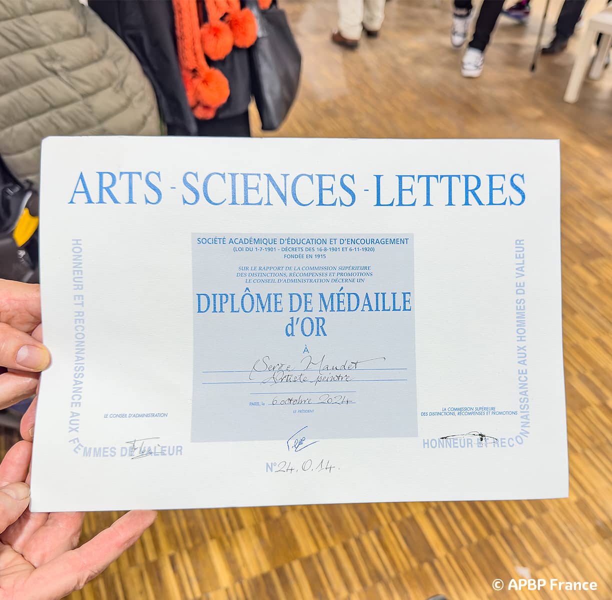 Diplome Serge Maudet et Daniele M'rabet à l'académie des Arts-Sciences-Lettres