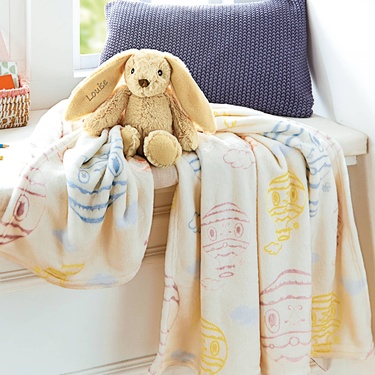 Doudou lapin et plaid