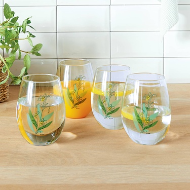 Verre à eau Fleuri, lot de 4 